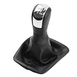 Para Skoda para Octavia 2 perilla de cambio con cromo y cubierta antipolvo de cuero para modelos años 2004 a 2013 Adecuado para cajas de cambios de 5 velocidades y 6 velocidades (5 velocidades)
