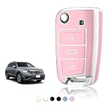 TOOMUME Funda Llave Coche para VW Golf 7 Polo Tiguan T-Roc T-Cross Taigo | Silicona Suave, Antigolpes, Anticaídas, Antiarañazos, Carcasa Protectora Llave para Seat Ibiza Leon Ateca Skoda Fabia Octavia