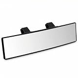 QWORK® Espejo retrovisor interior para coche, espejo retrovisor panorámico con clip para interior, para coches, SUV, camiones, 30 x 8 cm