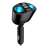 120W Ladron Mechero Coche USB C QC3.0 PD, Multiple Cargador Carga Rapida | Adaptador Doble de Encendedor con Interruptor de Voltímetro LED, 12V/24V Cargador Coche para GPS Cámara Teléfono