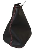 AERZETIX: Funda para palanca de cambios de piel sintética con costuras de colores variables (negro con costuras rojo)