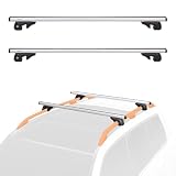 Amazon Basics portaequipajes de techo con rieles cruzados, 52 pulgadas, se adapta a tramos de hasta 46 pulgadas entre rieles laterales elevados con espacio, paquete de 2, negro/plateado