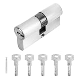 RUCUDIM Bombín de cierre para puerta, 30/30, cilindro perfilado con 5 llaves, con pomo para cerradura de puerta, puerta interior, 6 cm x 1,5 x 3 cm