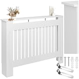 tectake® Cubre Radiador con Diseño de Lamas, Cubierta para Calefacción, Revestimiento para Radiadores, con Repisa Decorativa, Protección contra Calor, Fácil Limpieza, Escandinavo - 112 x 19 x 82 cm