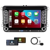 [Versión Fluidez] Radio de automóviles VW Golf 5 6 Polo T5 Tiguan Skoda Passat Jetta Caddy CC Polo Touran Carplay & Android Auto, 7 Pulgadas Pantalla Táctil con/Bluetooth/FM/Am Radio/USB/DPS/RDS