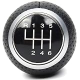 AUTOZOCO Pomo de 6 cambios marcha coche con perilla, Pomo cambio de marchas, Compatible con Audi A1 A3 A4 A5 B6 B7 B8 A6 S4 8K A5 8T Q2 Q3 Q5 8R S Line Passat Golf MK4 Seat Leon Ibiza 6J, Negro plata