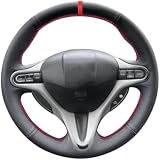 Genérico Funda para volante cosida a mano Para HONDA Para Civic 8th Mk8 2005-2011 Para de volante de coche personalizadas DIY Funda de volante de coche de cuero negro cosida a mano