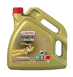 Castrol POWER1 Racing 10W-50 4T Aceite de Moto 4L | Síntesis HC, 4 l, API SN, JASO MA-2, apto p/ catalizador, protege motor, caja y embrague sumergido