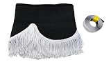 KramTruck – Cortina de camión con borlas – Parasol para camiones – Protección solar para todos los camiones Maarken (negro, borlas blancas)