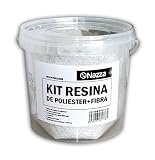 Kit de Resina de Poliéster 1 kg + Fibra de Vidrio Nazza - Incluye Resina de Poliéster y su Peróxido de MEK, Fibra de Vidrio, guantes, 1 paletina, 1 instrucciones y 1 vaso para mezcla
