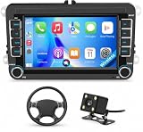 Radio carplay pour Pantalla Volkswagen VW Golf 5/6 Polo Passat Jetta Caddy EOS T5 Tiguan Touran CC con Wireless Carplay Android Auto 7 Écran IPS con Bluetooth/FM/RDS Radio/USB/SWC/Plug & Play/GPS