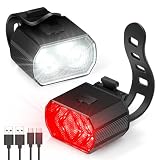 Blendura Luces Bicicleta Delantera y Trasera, USB Recargable, 6+6 Modos | Luces para ciudad y ocio, montaje sin herramientas, visibilidad de día y noche, para bicicleta urbana, carretera y MTB