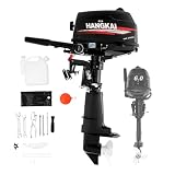 OUBUBY Motor Fueraborda de 2 Tiempos, 6 CV 102 CC Motor Barco Gasolina | Refrigerado por Agua Motor Fuera de Borda con Encendido CDI, Motores Marinos Pesados Arranque Manual por Agua, Barco de Pesca