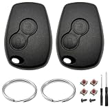 2 Piezas Carcasa Llave de Coche 2 Botones Compatible con R-enault Clio 3 Twingo 2 Master 3 Kangoo 2 Trafic Modus Dacia Mando a Distancia Carcasa Funda Llave Repuesto con Llavero Accesorios