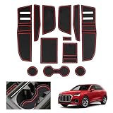 GAFAT Compatible con Audi Q3 F3 2019-2024 Alfombrillas Antideslizantes, Q3 Sportback S-Line RS Q3 2023 Alfombrillas de Goma para Consola Central, Costura de Puerta, Q3 F3 Accesorios (Rojo)