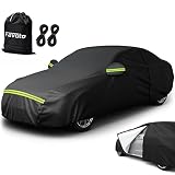 Favoto Funda Coche Exterior Impermeable Anti-UV Antiviento Reforzada | Cubre Coche para Sedán Protección contra el Sol Lluvia Nieve y Polvo con Cremallera y Forro Suave, 490x150x130 cm