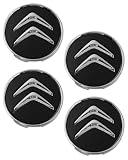ZEXIJOW 4 tapacubos Negros para Llantas de aleación Citroën C1, C3, C4, C5, C6 y DS3 de 60 mm con Logotipo,Buena Estabilidad
