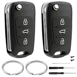 2 Piezas Carcasa Llave Compatible con Hyundai ix35 ix20 i30 i20 i10 y Kia Sportage Soul Ceed Rio Picanto Venga 3 Botones Mando a Distancia Carcasa Funda Llaves de Repuesto de Coche Accesorios