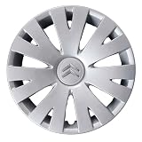 Juego de 4 tapacubos adaptables – para Citroen C4 Picasso / C1 / C2 / C3 / C4 / C5 / C8 / Nemo/Berlingo/Xsara Picasso – Diámetro de 15 Pulgadas – con Logotipo Cromado – No Originales