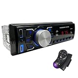 Radio Coche Bluetooth 1 DIN - Autoradio con Control Remoto/Radio FM/USB | Soporta Llamadas Manos Libres/AUX-in/EQ/ Carga tipo C - Estéreo para Coche 12V