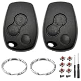 2 Piezas Carcasa Llave Coche 3 Botones Compatible con Renault Twingo Master Modus Kangoo Clio Trafic Vivaro Espace Dacia Duster Mando a Distancia Funda Llave de Repuesto con Llavero