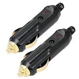 2 Piezas Toma Mechero 12V Macho, Enchufe Mechero con Fusible 20A y LED Rojo
