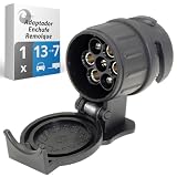 valonic Adaptador Enchufe Remolque - 13 a 7 - Accesorios para Caravana, Coche, camión, Porta bicis - 13 Pines a 7 Pines