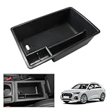 GAFAT Compatible con Audi Q3 F3 2019–2024 2025 Consola Central Caja de Almacenamiento, Q3 Sportback S-Line RS Q3 Organizador Bandeja de Guantera Inferior de Consola Central, Accesorios Q3 F3 (Negro)