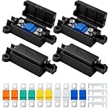 4 Piezas Portafusibles Midi y 10 Fusibles Midi de 30/40/60/80/100A | Fusible de Alta Corriente Midi Porta Fusible Atornillados para Automóviles, Camiones, Autocaravanas, Barcos, Autobuses