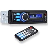 Altaudia Auto Radio Coche - 1 DIN - 4x45W - Bluetooth 5.0, Función AUX, Reproductor MP3 y x2 USB, FM, Manos Libres, 7 Colores, Mando para Control Remoto, Función Memoria, Pantalla LCD, iOS & Android