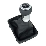 Pomo palanca de cambios y Funda palanca de cambios para Audi A4 B8 A5 8T Q5 8R - 6 velocidades marchas - con Marco - negro - para transmisión manual - fuelle palanca de cambios - (A258-1)