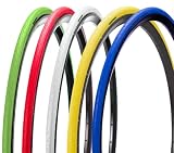 Cubiertas de Colores 700 x 23 C (23-622) neumáticos Slick Fixed para Bicicleta de Carreras, neumáticos de Carretera (Blanco)