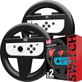 Orzly Pack De Dos Volantes para Usar con los Joy-con de Nintendo Switch – Negro [con luz indicando Jugador]