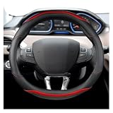 Fundas Volante para Peugeot 208 2012~2018 para Peugeot 308 2014~2021 2008 2013~2018 Funda para Volante Coche Cuero Y Fibra Carbono Cubierta Volante(Red)