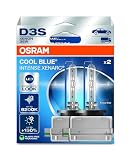 OSRAM XENARC COOL BLUE INTENSE D3S, +150% más de brillo, hasta 6200K, lámpara de faro de xenón, aspecto LED, caja plegable para colgar (2 lámparas)