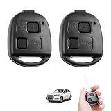 2 Carcasas para Llave de Coche con 2 Botones, Compatible con Toyota Yaris Corolla RAV4 Prado Avensis Aygo Land Cruiser Previa Echo Tarago Alphard, Incluye Teclados y Microswitches de Repuesto