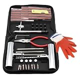 QUNNIE Juego de reparación de neumáticos, 48 Piezas, Herramientas universales de reparación de neumáticos para reparación de pinchazos y Conectores, Herramientas de reparación para Coche, Moto,