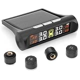 Avutrel TPMS Monitoreo Presión Neumáticos (4 Sensores, 3.5 Bar) | Carga Solar/USB,5 Funciones de Alarma,para Autocaravana/Berlina/SUV/MPV/Remolque