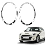 1 par de aros embellecedores para faros delanteros Mini, repuesto para automóvil,compatible con BMW Mini Cooper F55 F56 F57 2014–2021,accesorios de repuesto para cubiertas de faros delanteros (Plata)