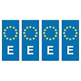 4 X PEGATINA MATRICULA EUROPEA ESPAÑA UE PLACA VINILO ADHESIVO STICKER DECORATIVAS