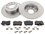 MAPCO Kit de Discos de Freno y Pastillas - Discos de Freno Eje trasero 255 macizo - Pastillas de Freno Compatible con VW Golf 6 5K1