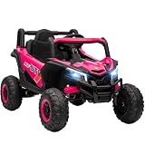 AIYAPLAY Coche Eléctrico para Niños 12V UTV con 2 Motores +3 Años Rosa