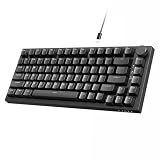 AJAZZ AK820 75% Cableado Mecánico Teclado, Hot-Swap Rojo Switch, Negro | Gasket-Mount, CNC-Volumen-Controlador,82 Teclas, QWERTY, Blanco Backlit, OEM-PBT-Teclas-Tapas para Gaming/Oficina/PC/WIN/MAC