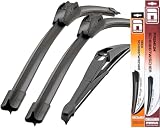 Recambo Limpiaparabrisas delantero + trasero para Nissan Qashqai/J11 | Año de construcción a partir de 2014. Juego de 3 unidades de 650/400/300 mm. Limpieza silenciosa y sin rayas para una visión