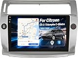 CAMECHO Android 15 Radio 2 DIN para Citroen C4 C-Triomphe C-Quatre 2004-2009, Radio de Coche con Pantalla de 9 Pulgadas, Bluetooth FM/RDS Mirror Link WiFi SWC