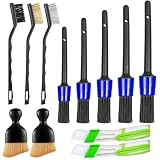 GOTRUST 12pcs Brocha Limpieza Coche Motor Set, Cepillos para Detalles de Coche, Pincel Limpiador Autos Interior y Exterior, Cepillo Detalle Coche de Auto para Llantas, Tablero