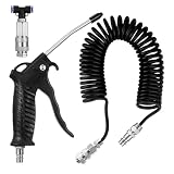 Fippy Pistola de Aire para Camiones con Manguera de Retroceso de 5 Metros(5 * 8mm), Pistola de Plumero de Aire para Camiones con Conector, Negro