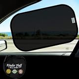 Parasoles para Coche – Protección Solar 99,79% UVA y 99,95% UVB Certificada. Parasol Lateral para Ventanas de Coche Bebé. Pack de 4 Semitransparentes 20' x 12' – Accesorios Interior Coche Kinder Fluff