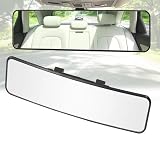 KITBEST espejo retrovisor universal interior coche, espejo panorámico 290mm | Ángulo amplio, clip en, convexo, gran, reducir el punto ciego, traje para coches camiones SUV 290x74mm
