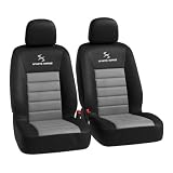 eSituro 2 Fundas Asientos Coche Universales, para Delantero, Gris | Dibujo Bordado Clásico, con Funda Desmontable para Reposacabezas
